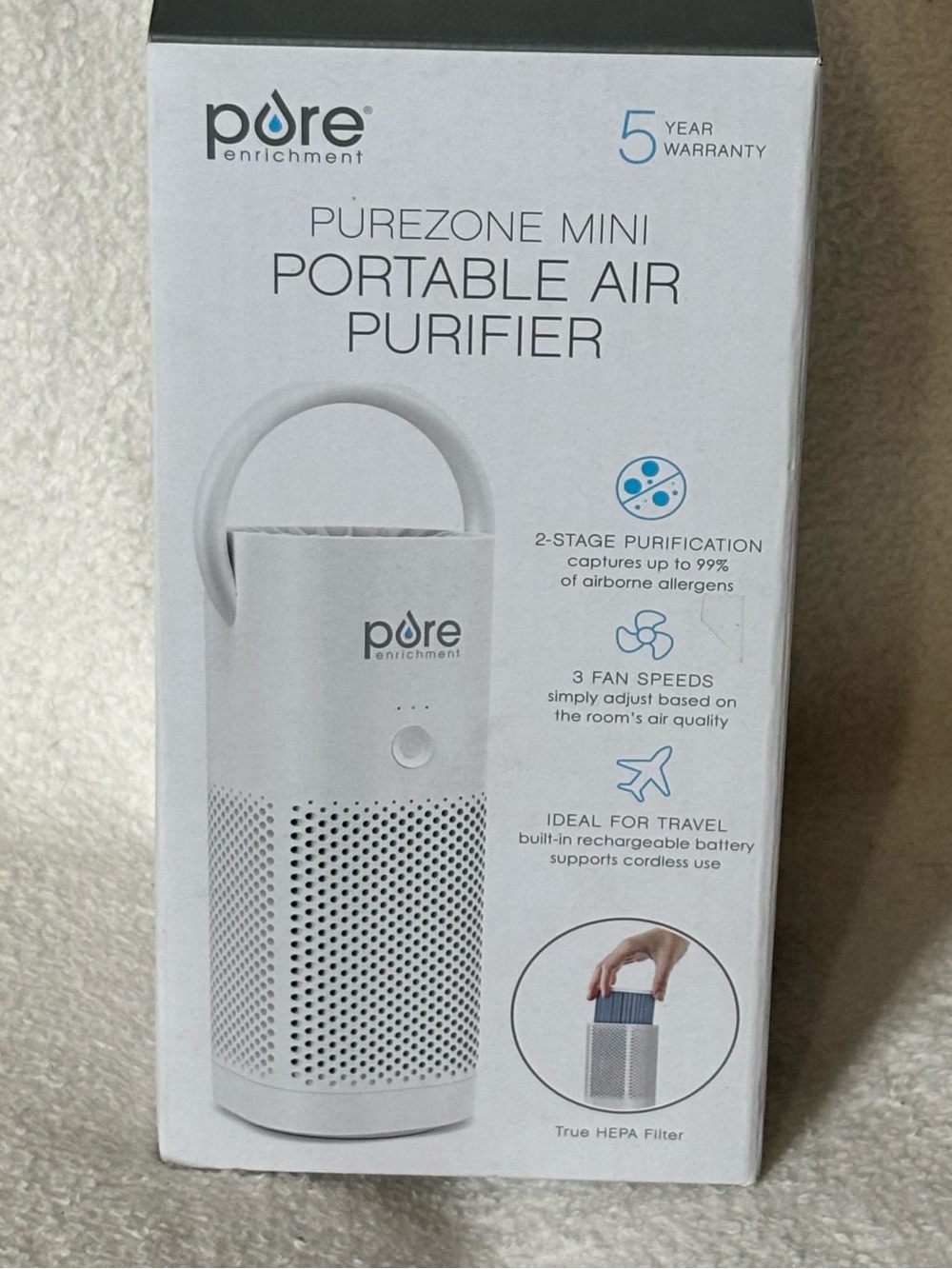 Pure Enrichment PureZone Mini Portable Air Purifier - White